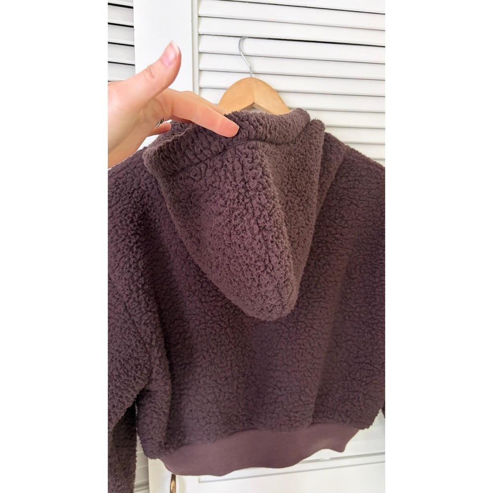SKIMS Teddy Zip Up Hoodie Espresso Brown Cropped Fleece XS Jacket - Picture 6 of 10